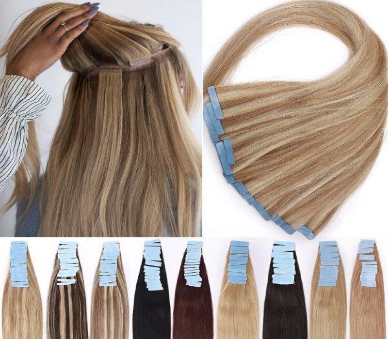 Fancy tape-in remy hair extension styles