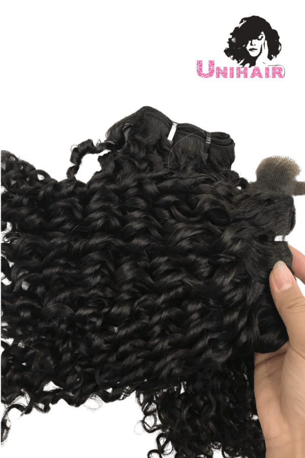 Double Drawn Pixie Curly Remy Weft Hair