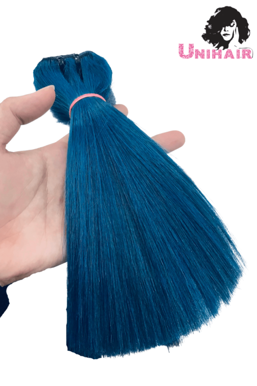 Blue Color No Tangle No Shedding Silky Bone Straight Hair