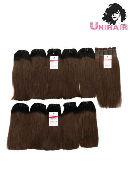 Brown Ombre Color No Tangle No Shedding Silky Bone Straight Hair