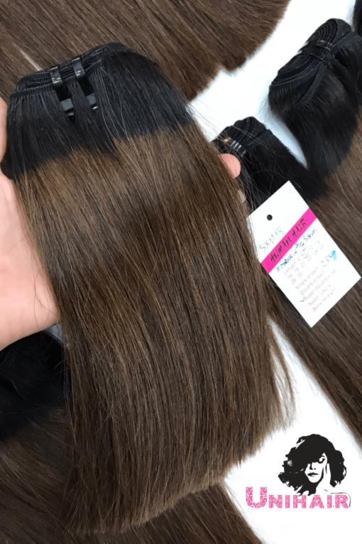 Brown Ombre Color No Tangle No Shedding Silky Bone Straight Hair