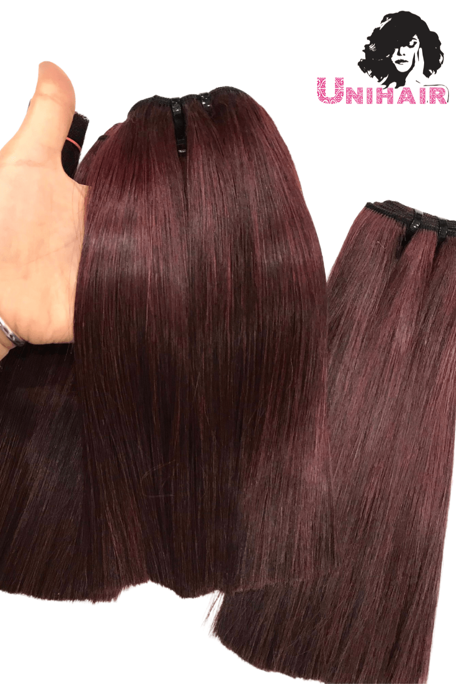 Burgundy Color No Tangle No Shedding Silky Bone Straight Hair - Unihairvn-  Vietnam Natural Hair Factory