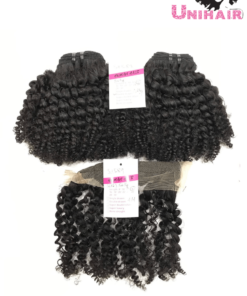 Double Drawn Kinky Curly Remy Weft Hair