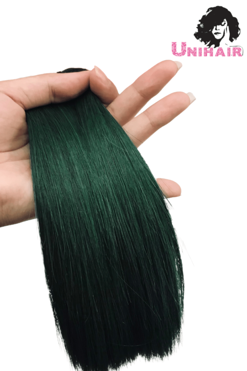 Green Color No Tangle No Chemical Silky Bone Straight Hair