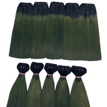 Green Ombre Color No Tangle No Shedding Silky Bone Straight Hair