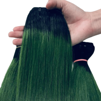 Green Ombre Color No Tangle No Shedding Silky Bone Straight Hair