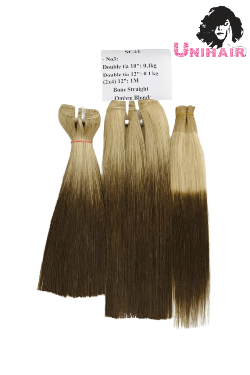 Ombre Blonde Color No Tangle No Shedding Silky Bone Straight Hair