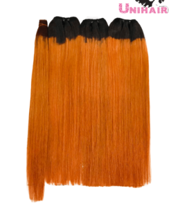 Orange Ombre Color No Tangle No Shedding Silky Bone Straight Hair