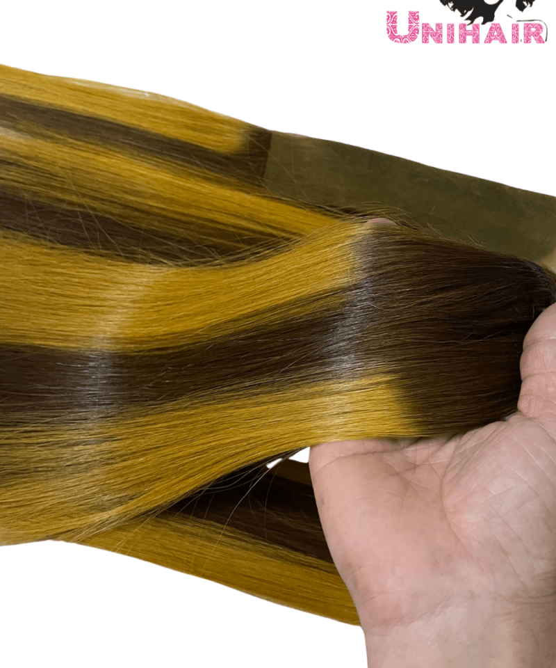 Yellow Piano Color Original Human Bone Straight Hair