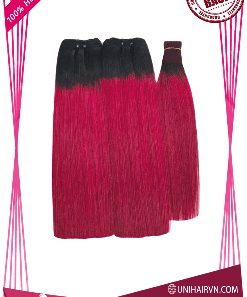 Pink Ombre Color No Tangle No Chemical Silky Bone Straight Hair