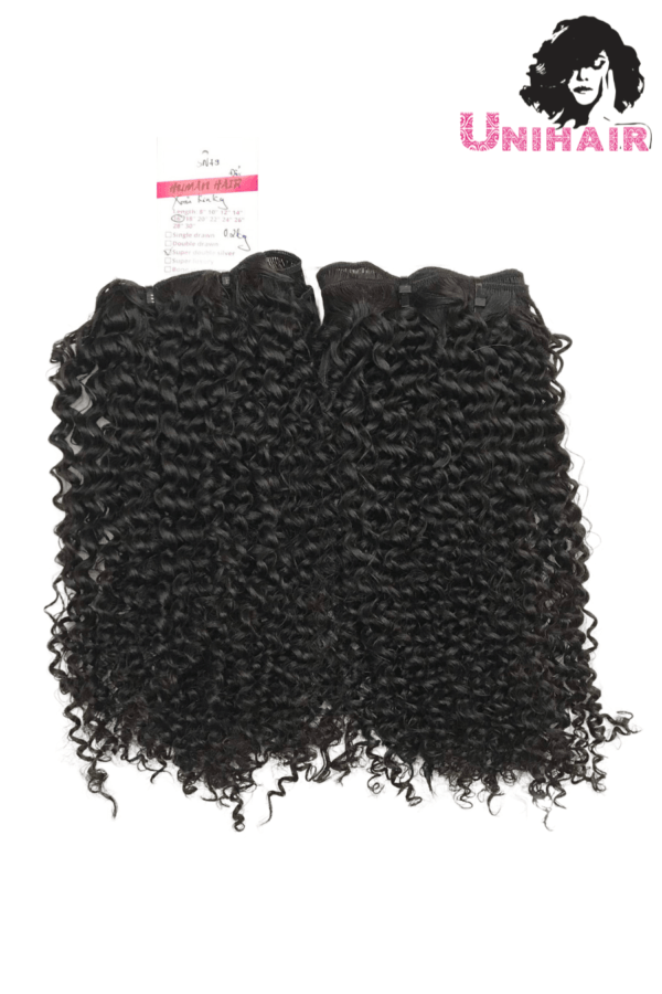 Super Double Drawn Kinky Curly Remy Weft Hair