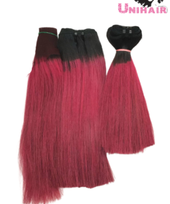Pink Ombre Color No Tangle No Chemical Silky Bone Straight Hair