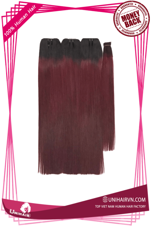 Wine Ombre Color No Tangle No Shedding Silky Bone Straight Hair