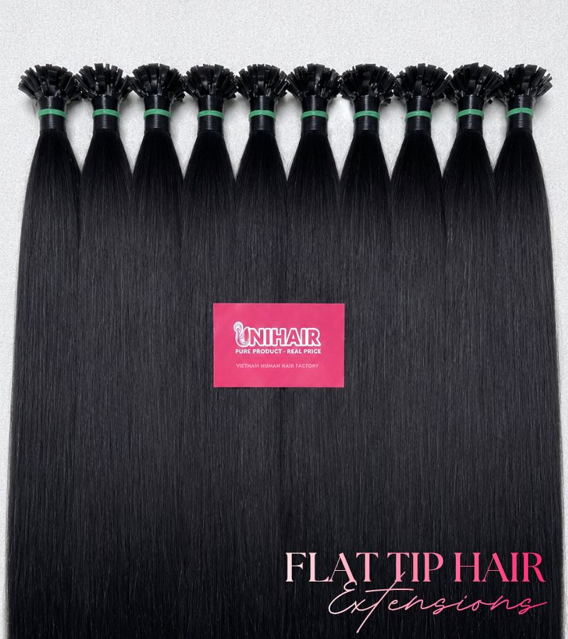 Natural Black Flat Tip Hair Extensions | 100% Vietnamese Hair 1 Natural Black Flat Tip Hair Extensions