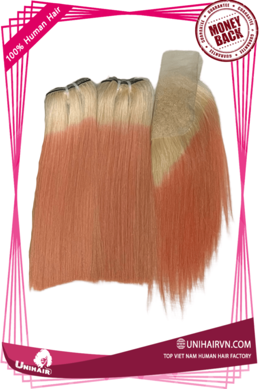 Blonde Orange Ombre Color Bone Straight Hair