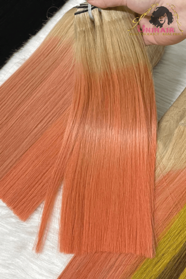 Blonde Orange Ombre Color Bone Straight Hair