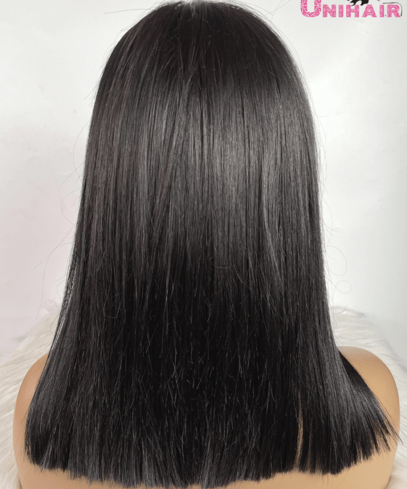 Black Natural Bone Straight Closure 5x5 Wigs