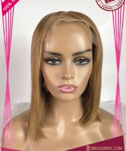 Orange Color Bone Straight Closure 4x4 Bob Wigs