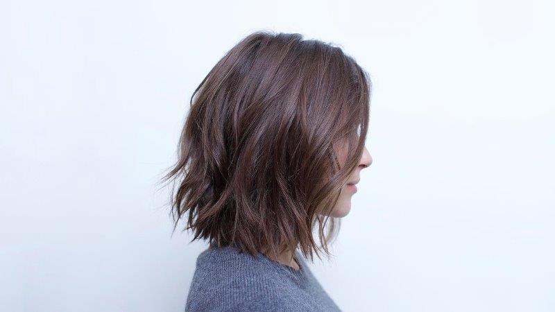 Textured Brown Side-Parted Bob