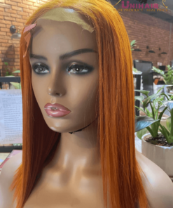 Orange Color Bone Straight Closure 4x4 Wigs