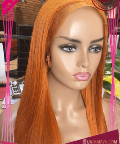 Orange Color Bone Straight Frontal 13x4 Wigs