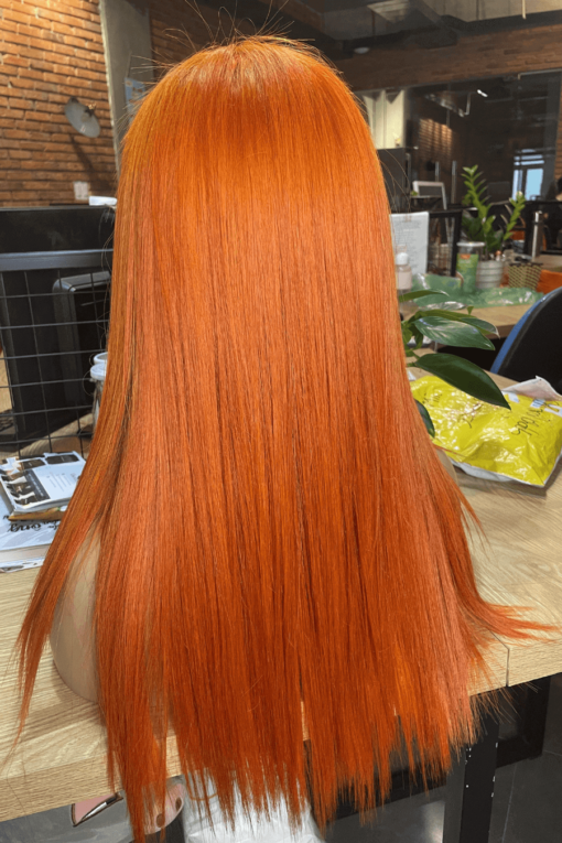 Orange Color Bone Straight Frontal 13x4 Wigs