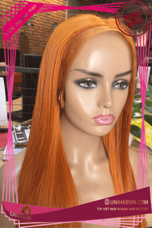 Orange Color Bone Straight Frontal 13x4 Wigs