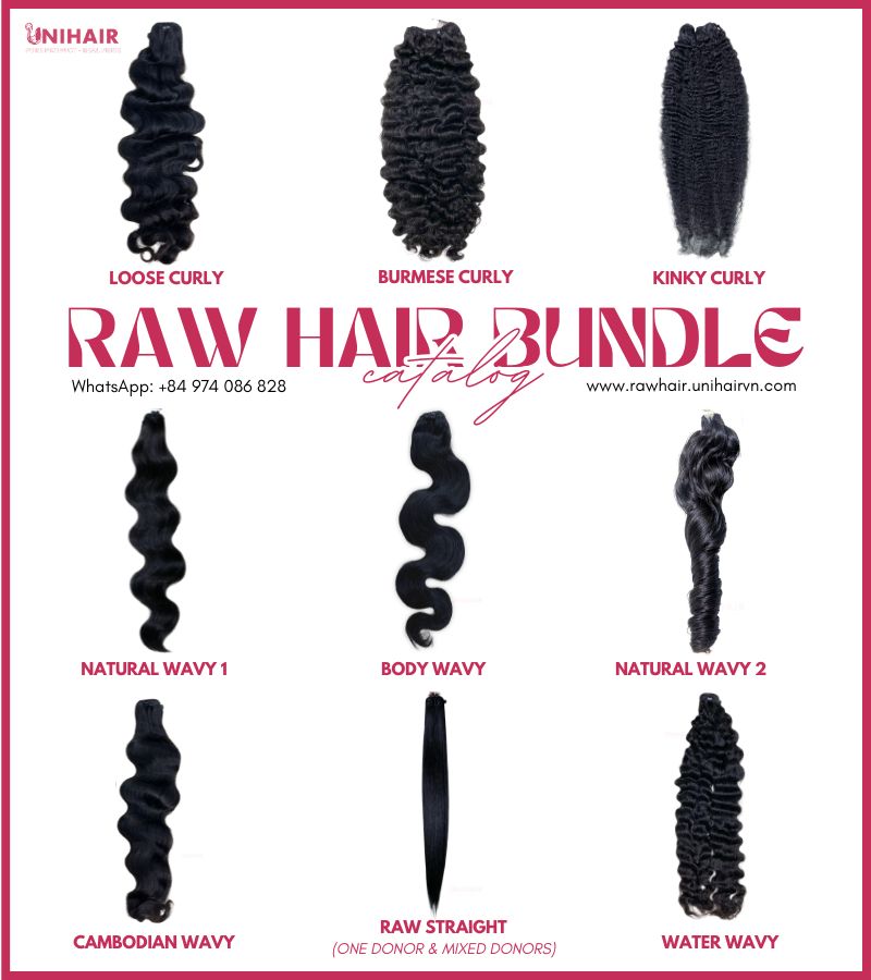 Natural Wavy Hair | 100% Raw Vietnamese Human Hair Wholesale 7 Catalog Raw Hair Weft