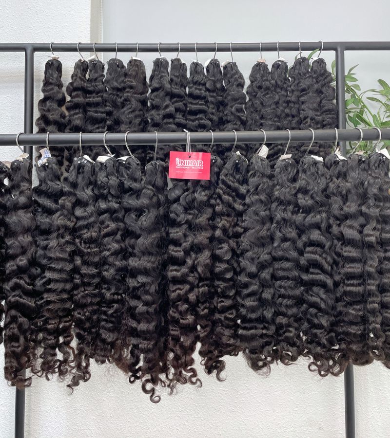 Loose Curly Raw Hair Weft | Natural Color Vietnamese Raw Hair Wholesale 2 Loose Curly Raw Hair Weft