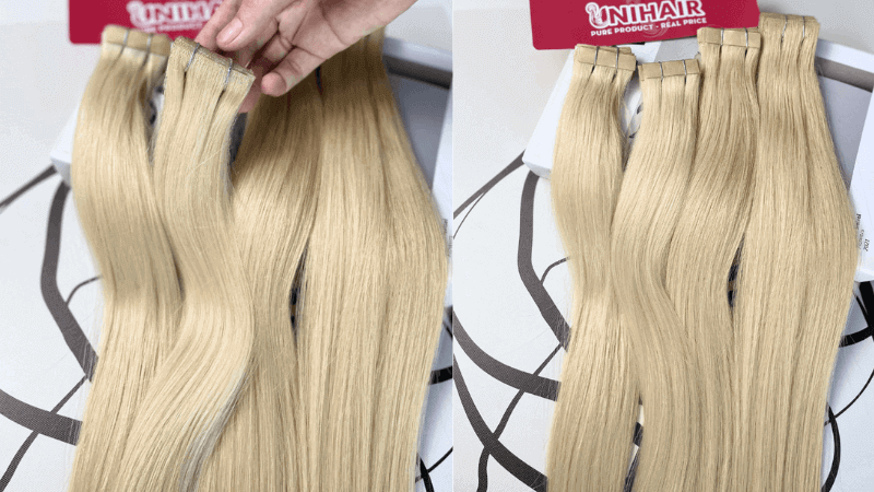 Invisible Tape In Extensions with #613 Color Straight Hair