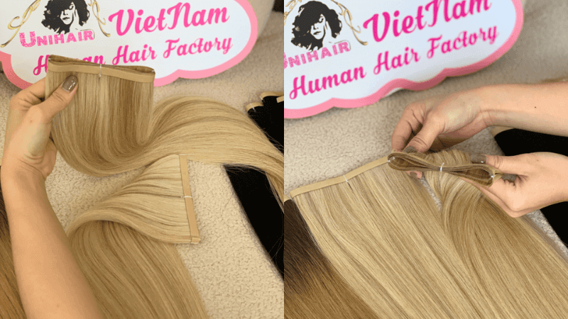 Long Tape In Hair Extensions with Viking Blonde Color Straight Hair
