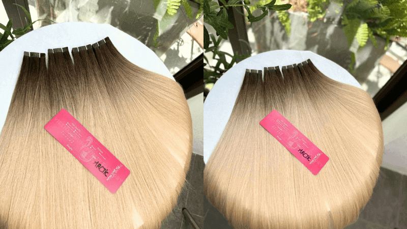 Normal Tape In Hair Extensions with Arctic Color Straight Hair
