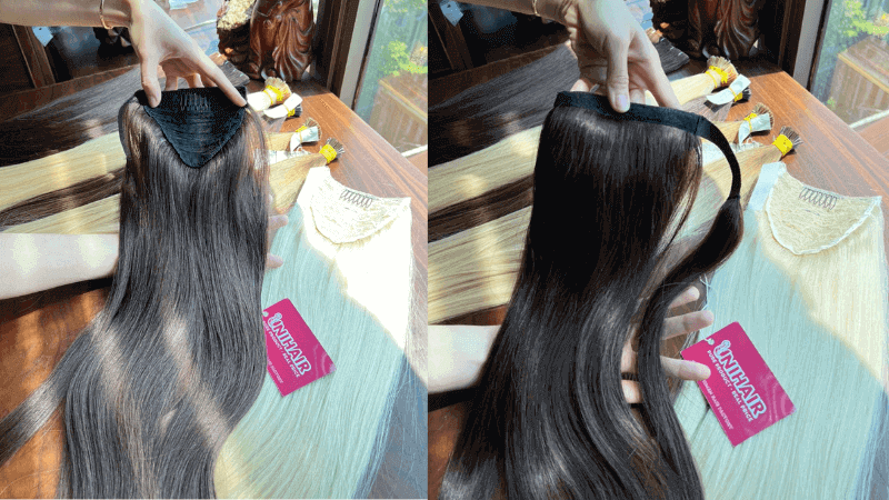 Ponytails Hair Extensions with Black Color Straight Hair