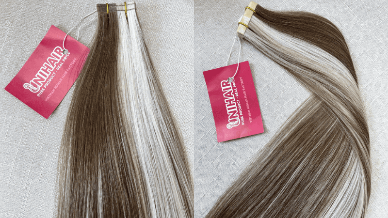 Stitched Tape In Hair Extensions with Scandinavian Color Straight Hair