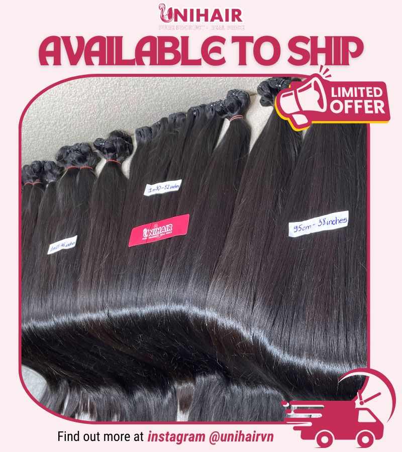Natural Black Color Bone Straight Long Weft Hair Available to Ship
