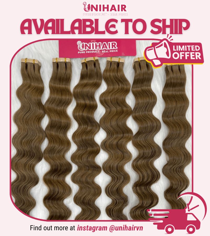Normal Tape In Hair Extensions with #4 Color Natural Wavy Hair