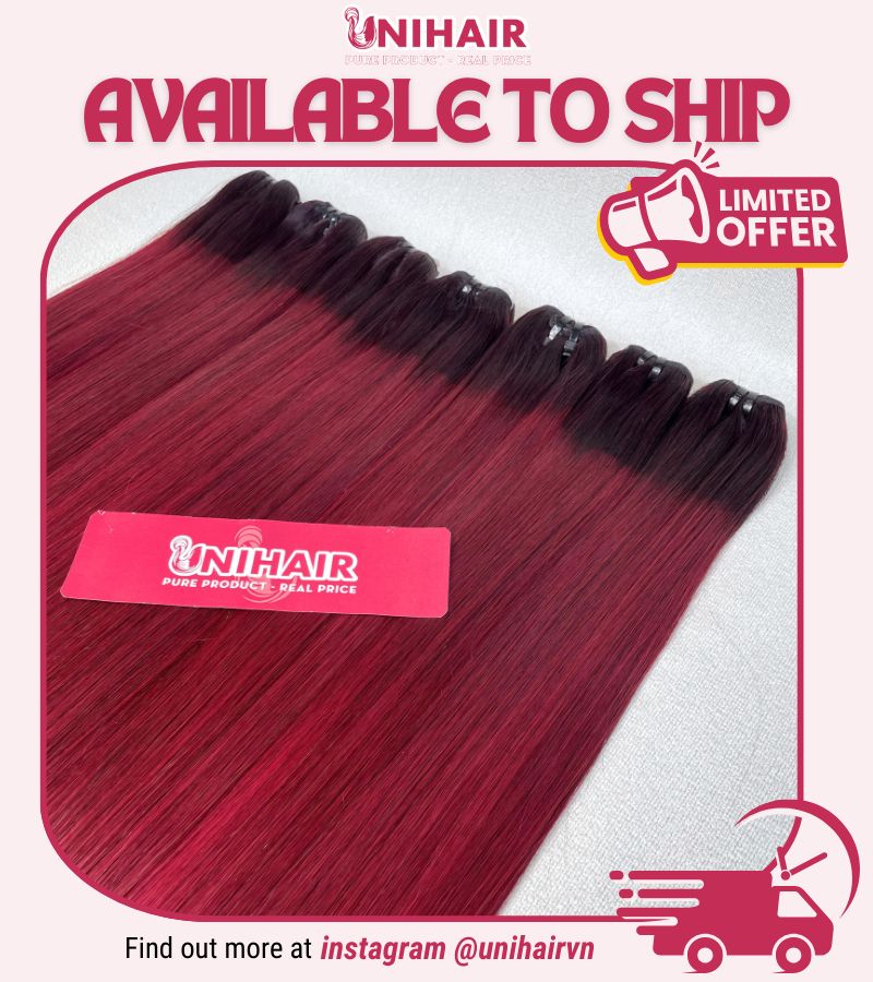 Ombre Wine Color Bone Straight Remy Weft Hair Available to Ship