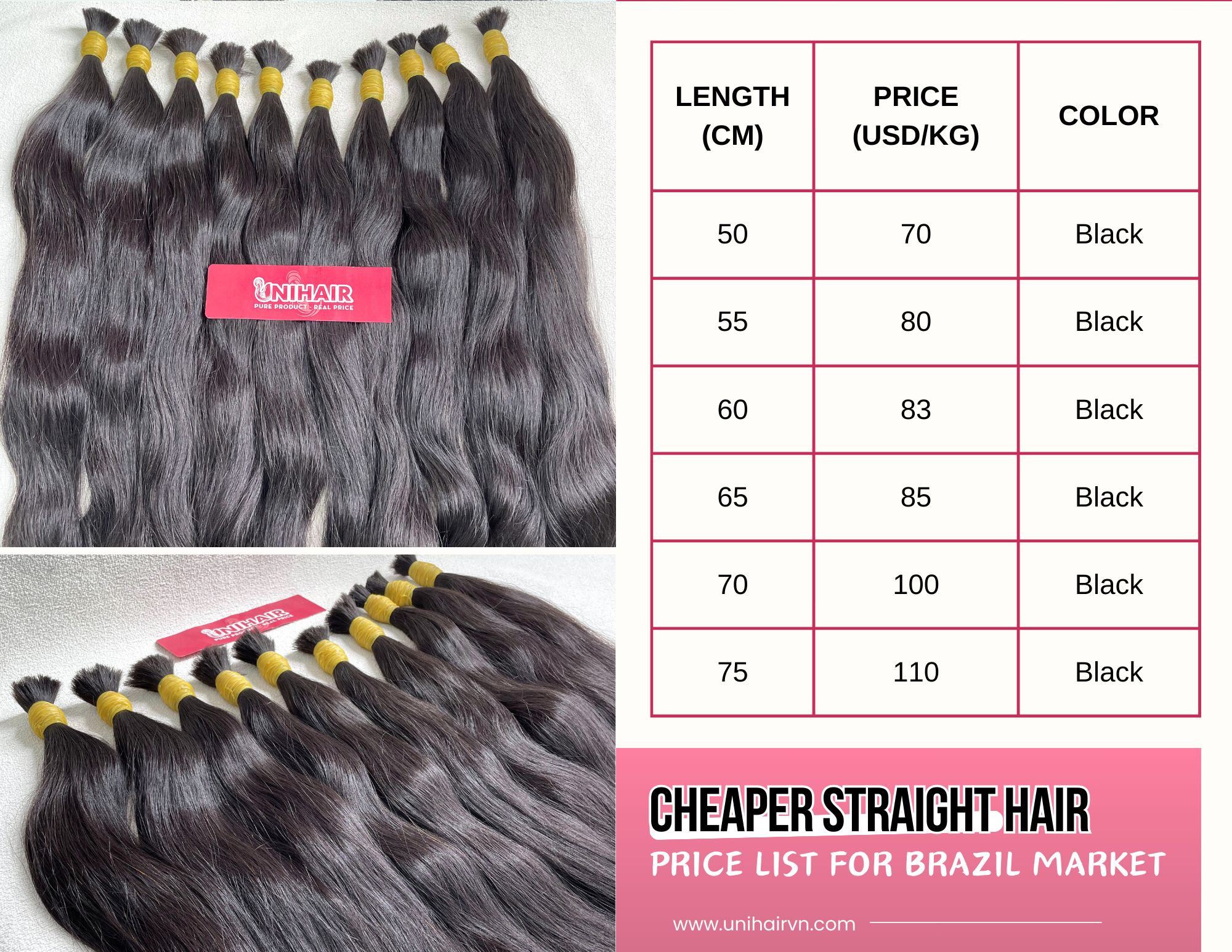 Cabelos Humanos Vietnamita for Brazil - cheaper straight hair