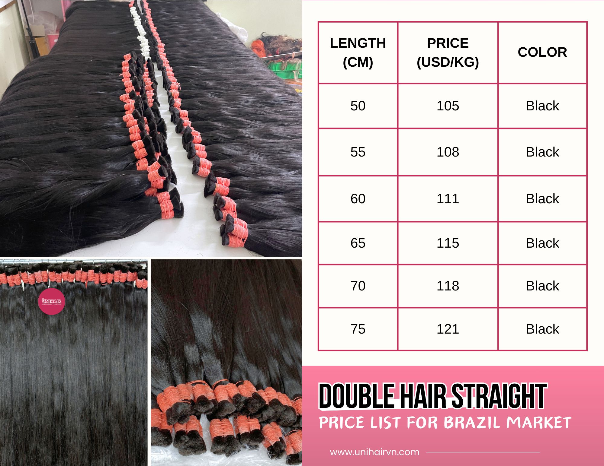 Cabelos Humanos Vietnamita for Brazil - double hair staight