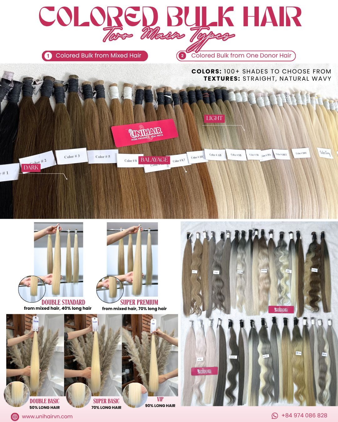Hair Extensions Catalogue | Premium Human Hair Collection 15 Colored bulk hair