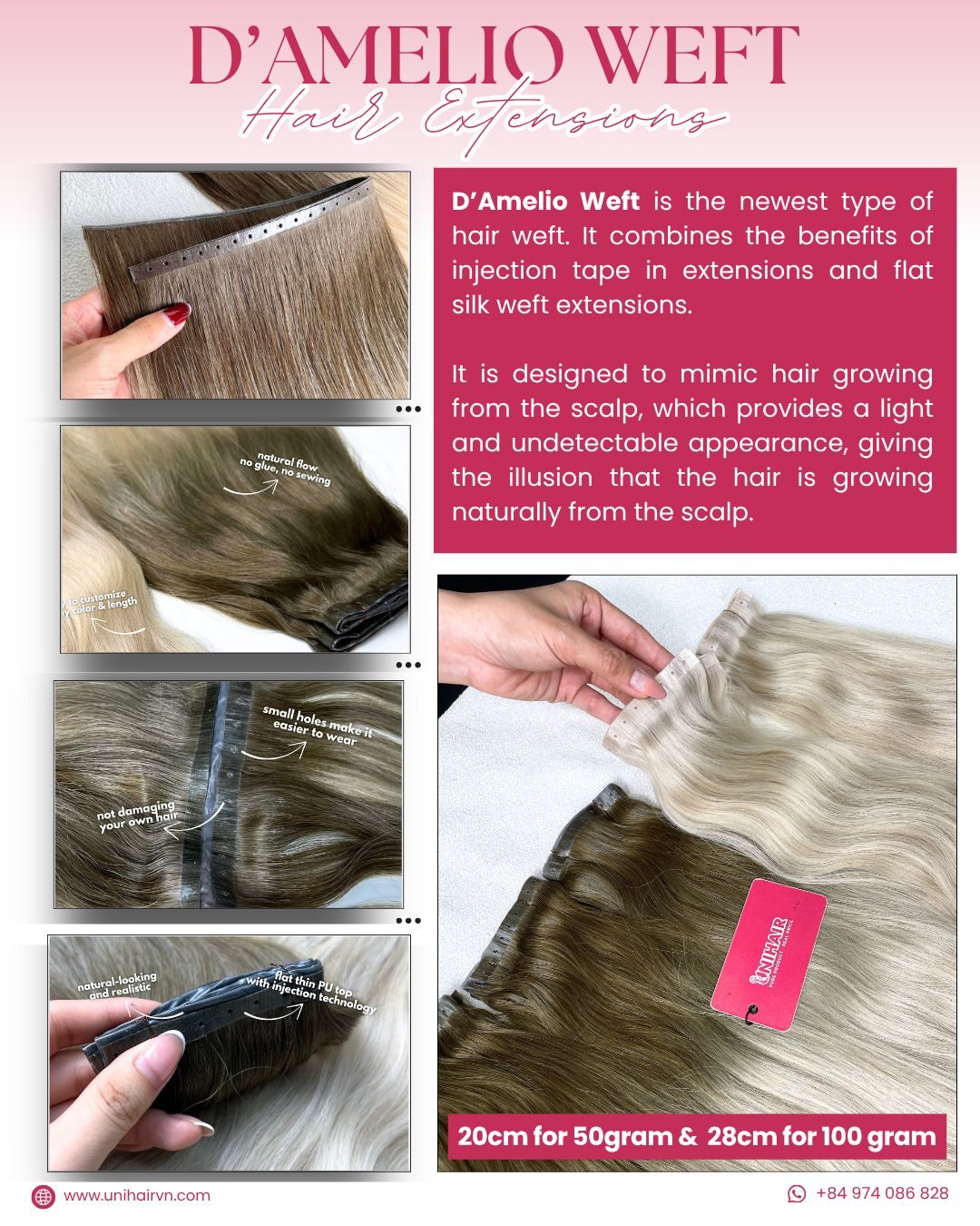 Hair Extensions Catalogue | Premium Human Hair Collection 14 Damelio weft hair extensions