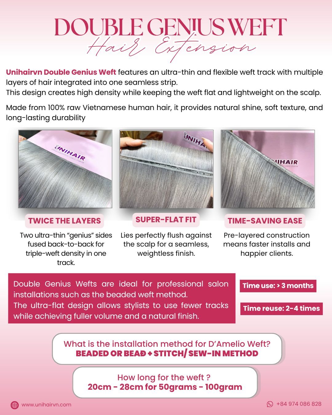 Hair Extensions Catalogue | Premium Human Hair Collection 12 Double genius weft hair extensions