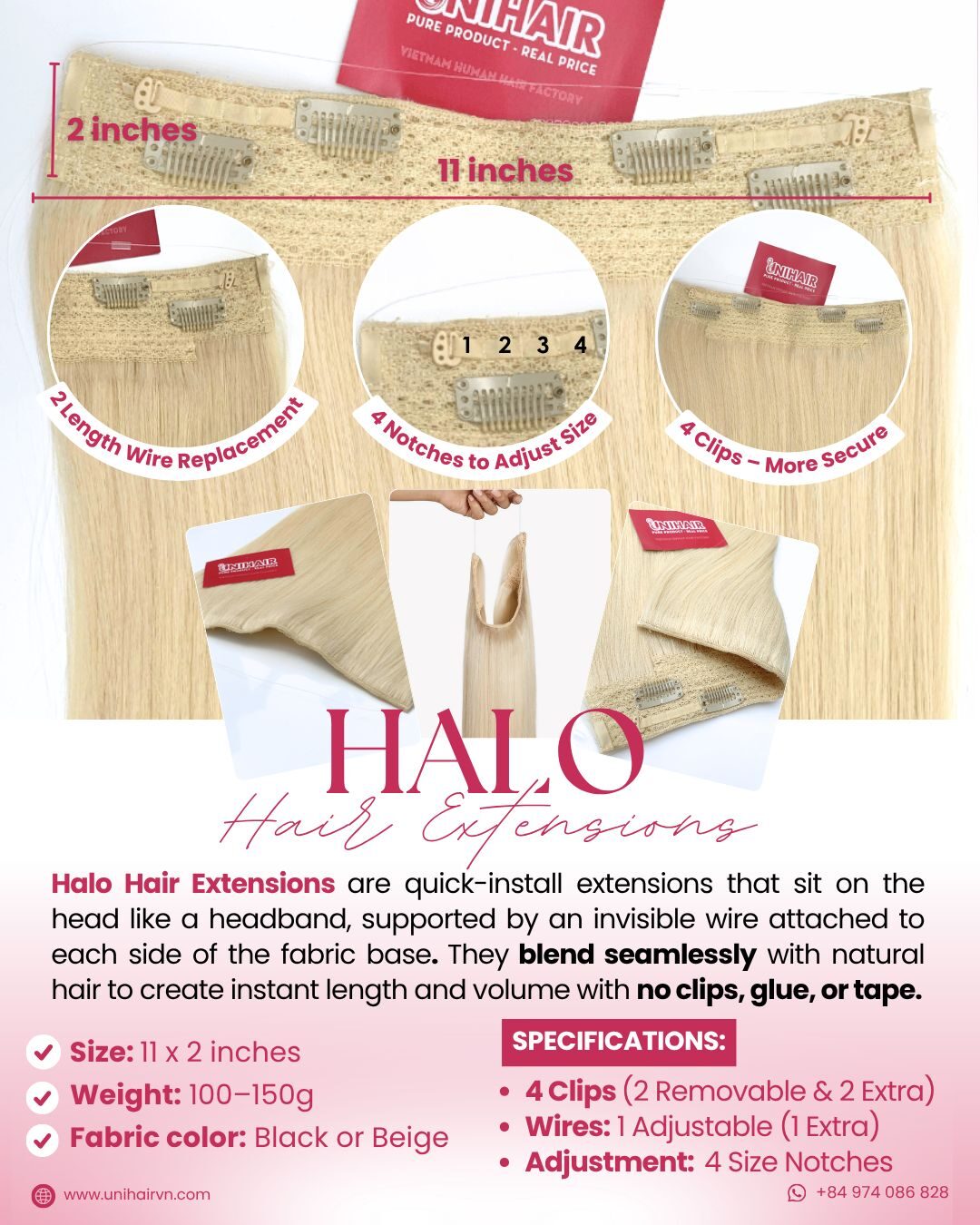 Hair Extensions Catalogue | Premium Human Hair Collection 7 Halo hair extensions