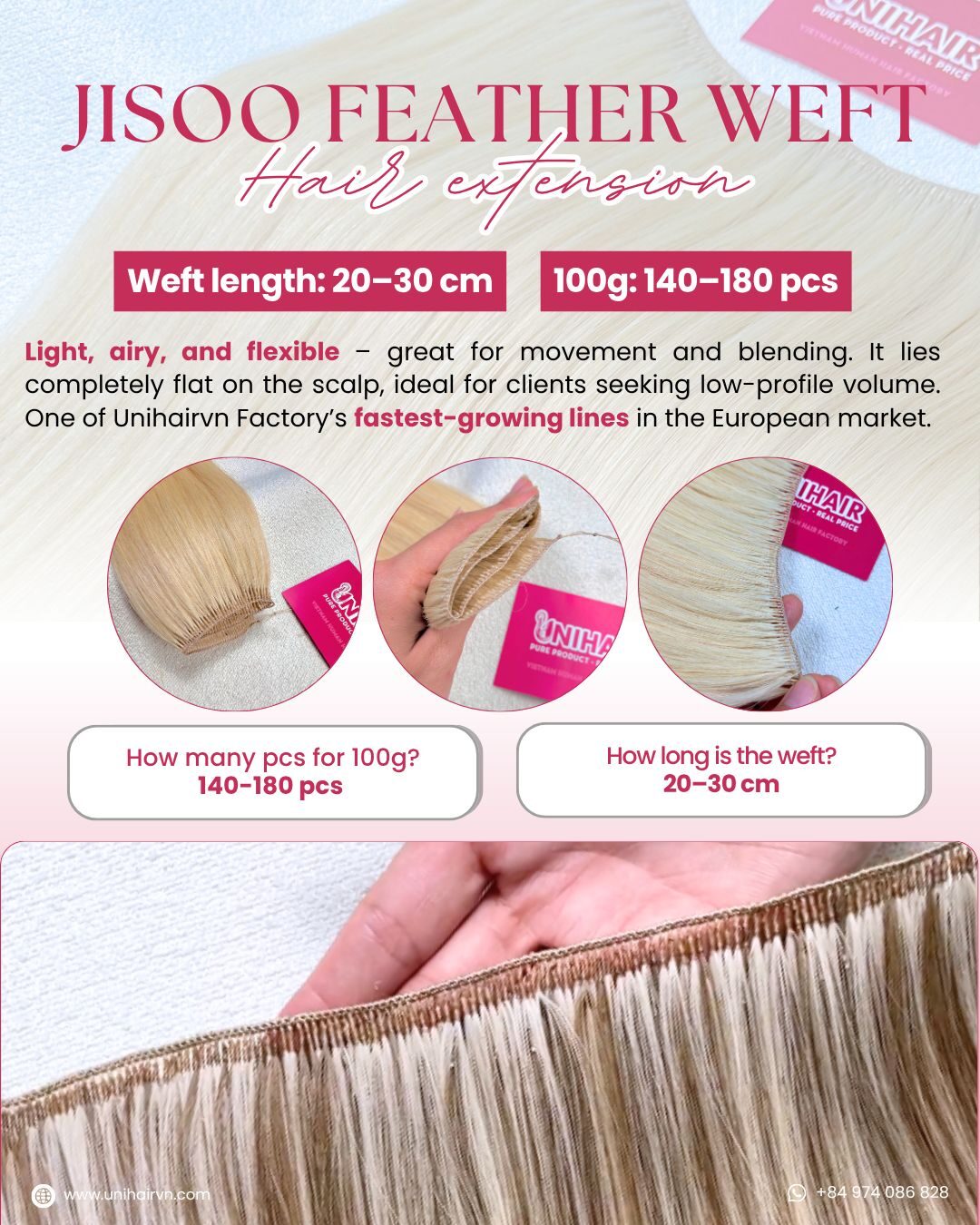 Hair Extensions Catalogue | Premium Human Hair Collection 13 Jisoo feather weft hair extensions