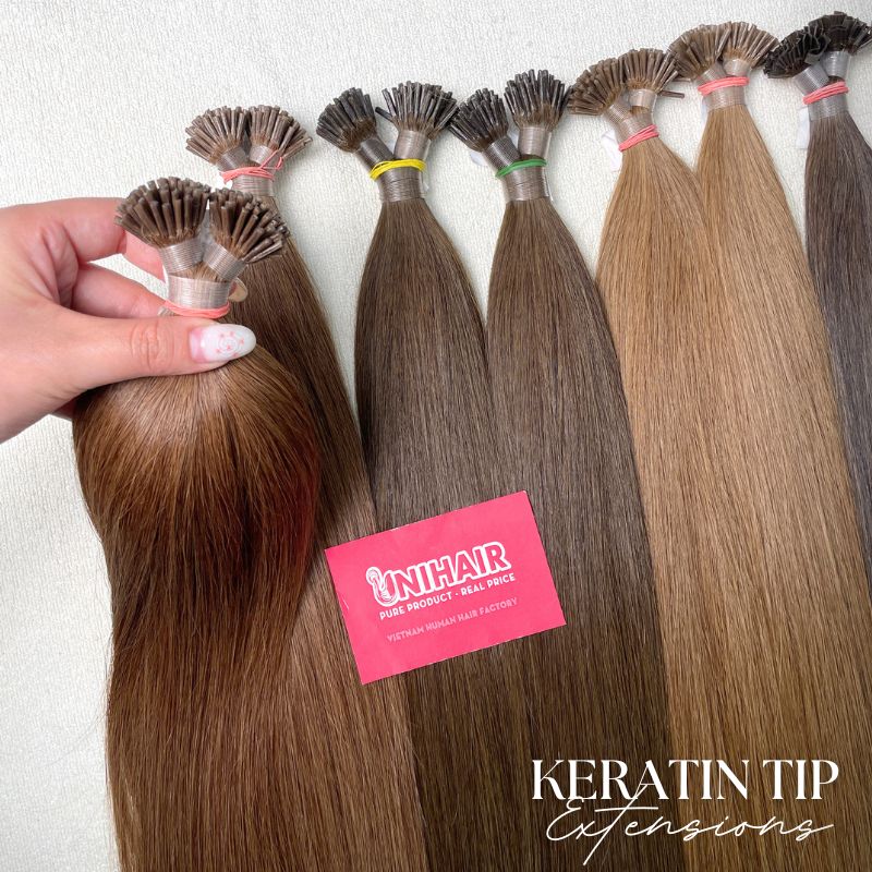 keratin tip hair extensions collection unihairvn