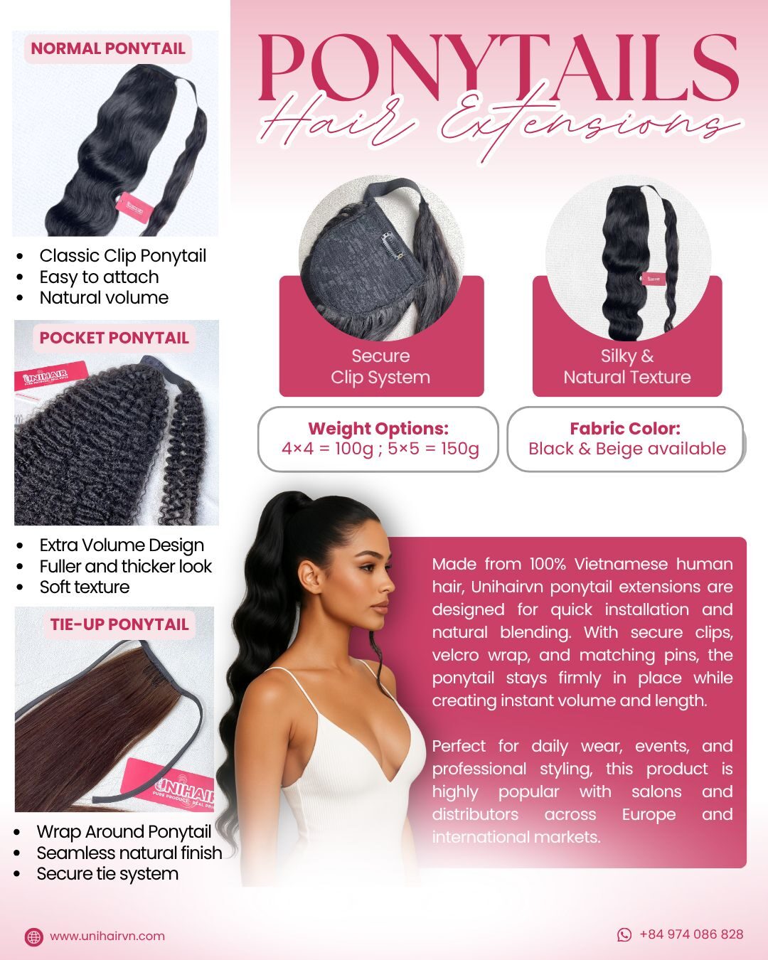 Hair Extensions Catalogue | Premium Human Hair Collection 6 Ponytail hair extensions