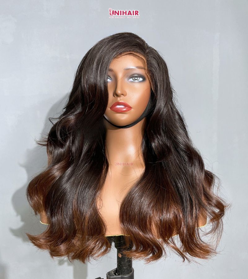 Body Wave Frontal Wig 22 Inches - 13x4 Ombre Brown Tip Wig | Unihairvn 3 Body Wave Frontal Wig 22 Inches - 13x4 Ombre Brown Tip Wig