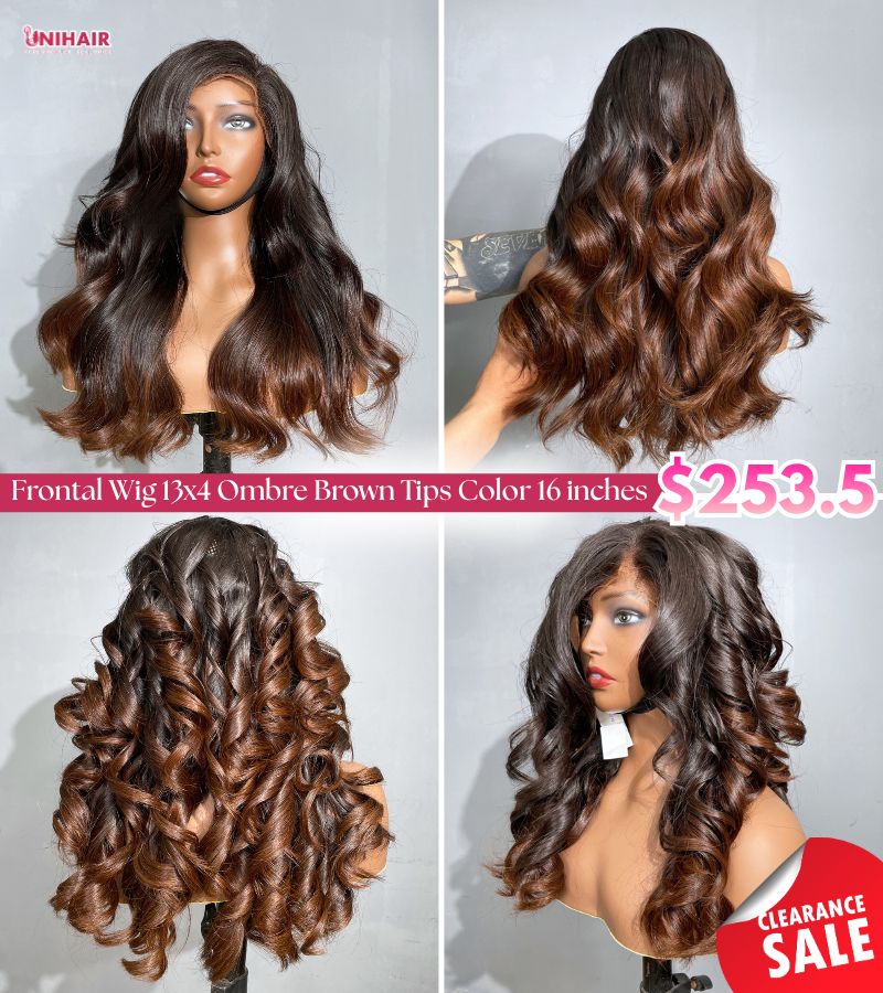 Body Wave Frontal Wig 22 Inches - 13x4 Ombre Brown Tip Wig | Unihairvn 2 Body Wave Frontal Wig 22 Inches - 13x4 Ombre Brown Tip Wig