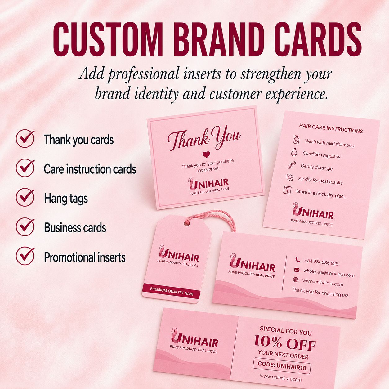Custom brand cards for hair business