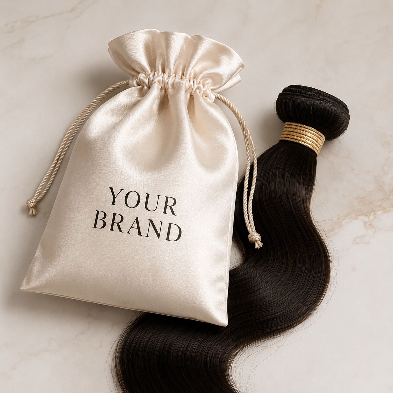 Dropshipping Hair Vendors for Wigs & Extensions | Private Label Packaging 73 Custom satin bag